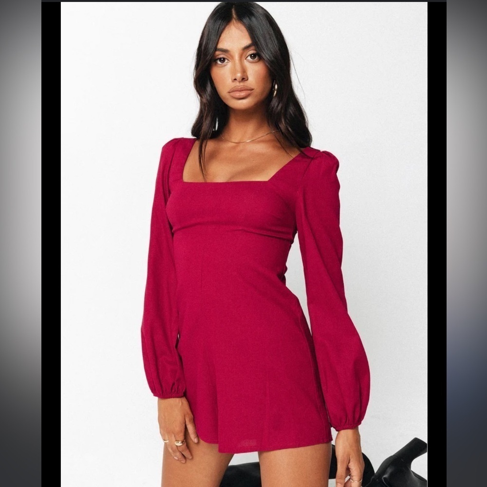 Princess Polly Hastings Long‎ Sleeve Romper Burgandy Size 6
